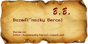 Bozmánszky Bercel névjegykártya
